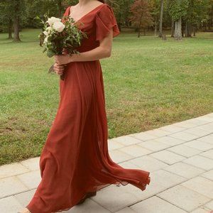 Davids bridal cinnamon chiffon bridesmaid dress